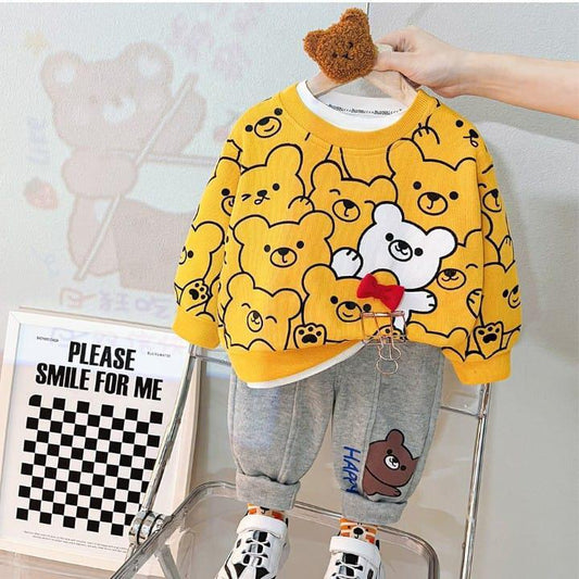 2 Pcs Girl's Fleece Printed Sweatshirt Tracksuit
