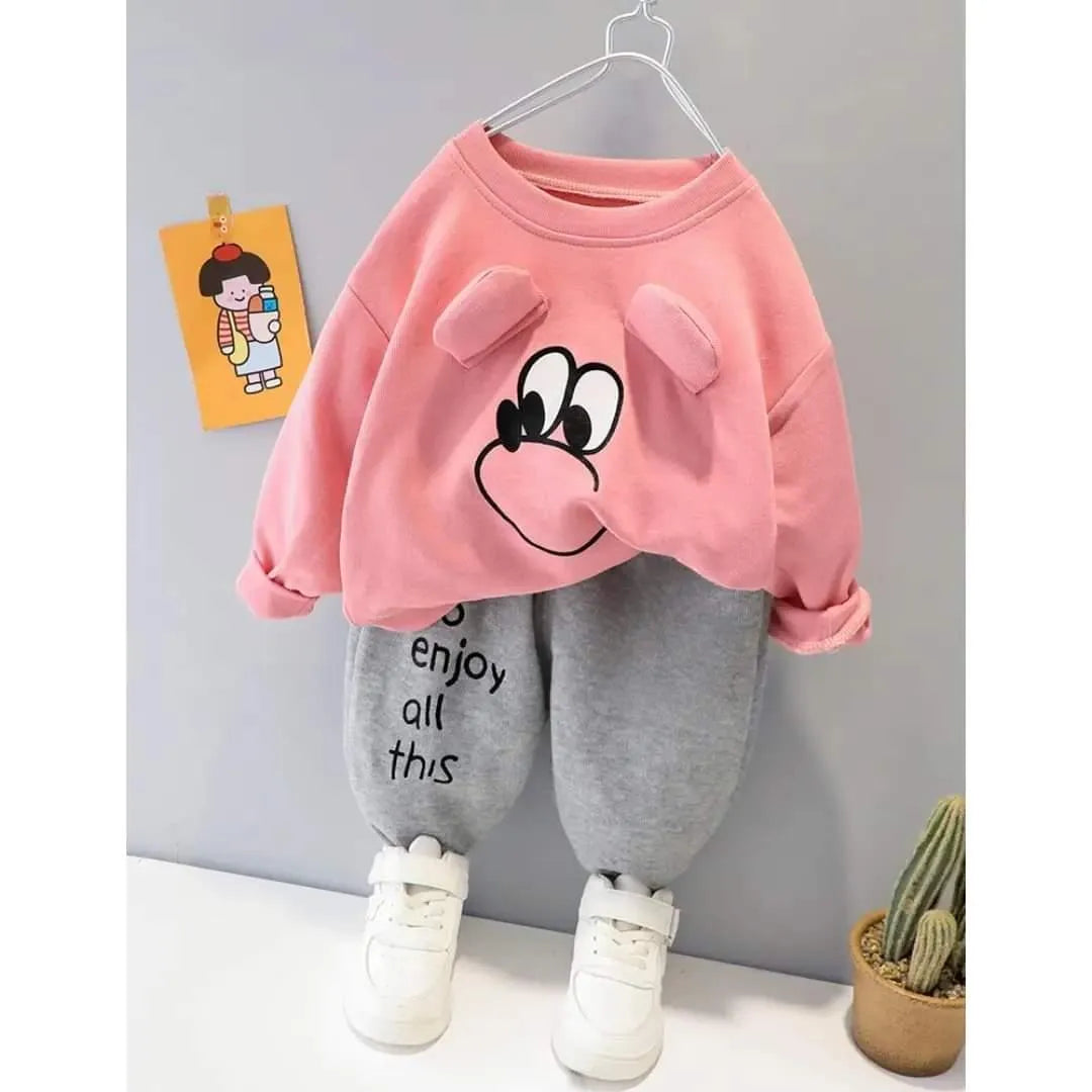 2 Pcs Boy's & Girl's Fleece Printed Track Suit