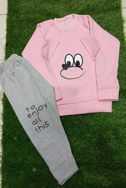 2 Pcs Boy's & Girl's Fleece Printed Track Suit