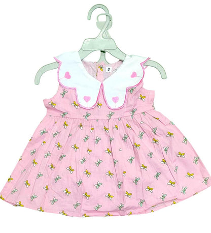 Charming Printed Cotton Frock for Baby Girls - 2 Pcs