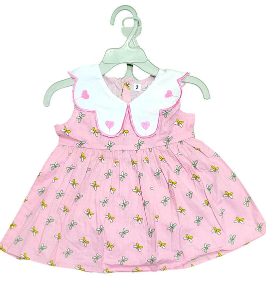 Charming Printed Cotton Frock for Baby Girls - 2 Pcs