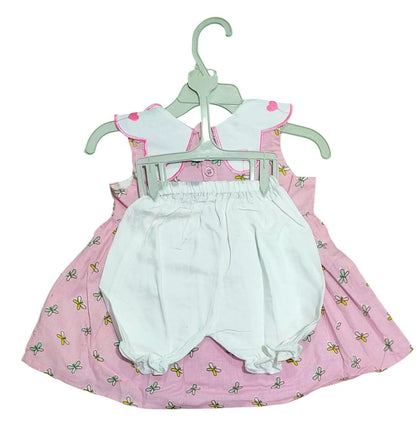 Charming Printed Cotton Frock for Baby Girls - 2 Pcs